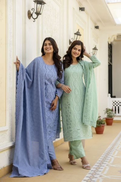 Luxurious Green Stylish Chikankari Work Kurti Pant Set for Daily and Office Wear Cotton Kurtis Wholesale