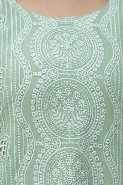 Luxurious Green Stylish Chikankari Work Kurti Pant Set for Daily and Office Wear Cotton Kurtis Wholesale