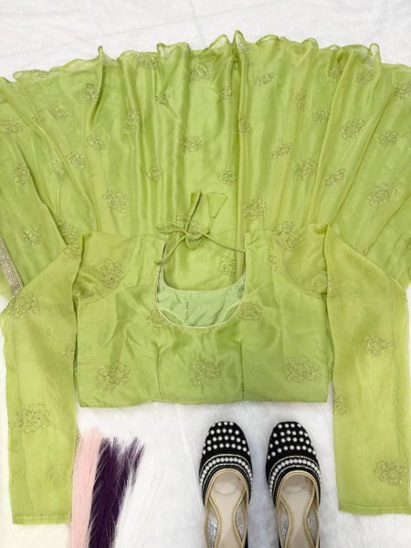 Luxurious Green Women's Party Wear Anarkali Gown with Butterfly Net Dupatta Ready To Wear Collection
