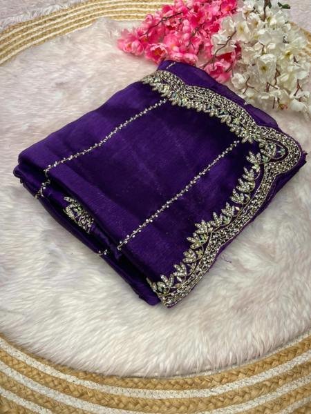 Luxurious Handcrafted Zimmy Choo Saree with Khatli Cut Dana   Hand Diamond Work For Party Wear  JIMMY CHOO SAREE