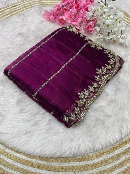 Luxurious Handcrafted Zimmy Choo Saree with Khatli Cut Dana   Hand Diamond Work For Party Wear  JIMMY CHOO SAREE