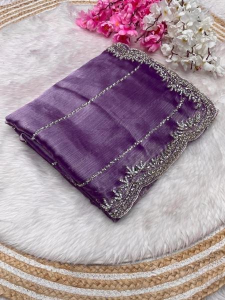 Luxurious Handcrafted Zimmy Choo Saree with Khatli Cut Dana   Hand Diamond Work For Party Wear  JIMMY CHOO SAREE