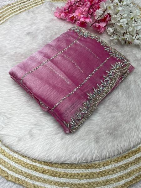 Luxurious Handcrafted Zimmy Choo Saree with Khatli Cut Dana   Hand Diamond Work For Party Wear  JIMMY CHOO SAREE