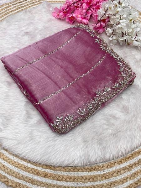 Luxurious Handcrafted Zimmy Choo Saree with Khatli Cut Dana   Hand Diamond Work For Party Wear  JIMMY CHOO SAREE