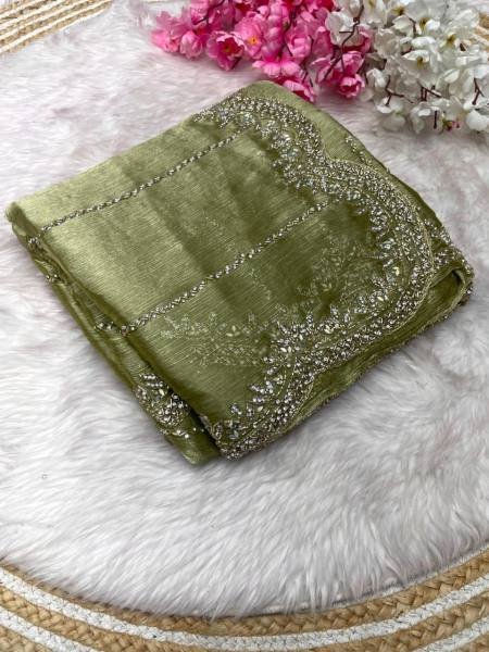 Luxurious Handcrafted Zimmy Choo Saree with Khatli Cut Dana   Hand Diamond Work For Party Wear  JIMMY CHOO SAREE