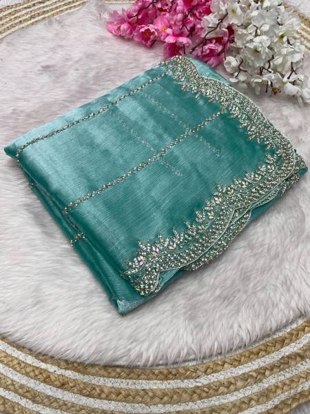 Luxurious Handcrafted Zimmy Choo Saree with Khatli Cut Dana   Hand Diamond Work For Party Wear  JIMMY CHOO SAREE