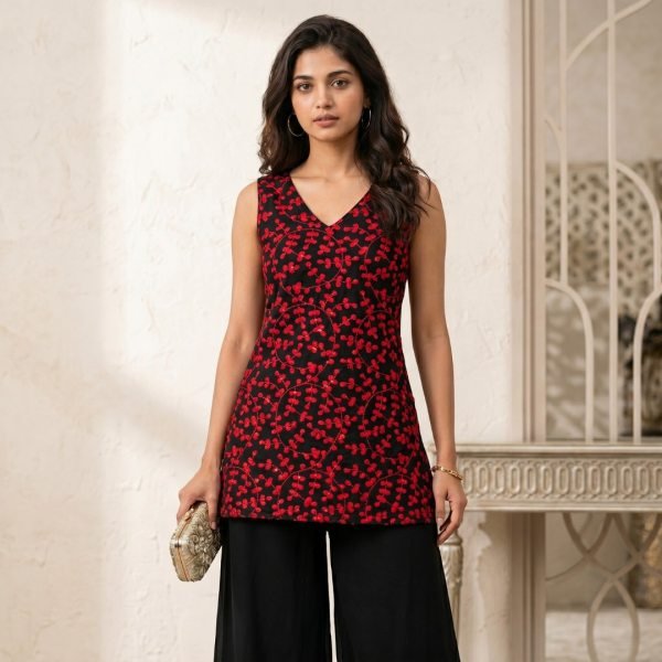 Luxurious Jacquard Georgette Straight Cut Kurti for Women Office and Casual Wear Full Set Kurti