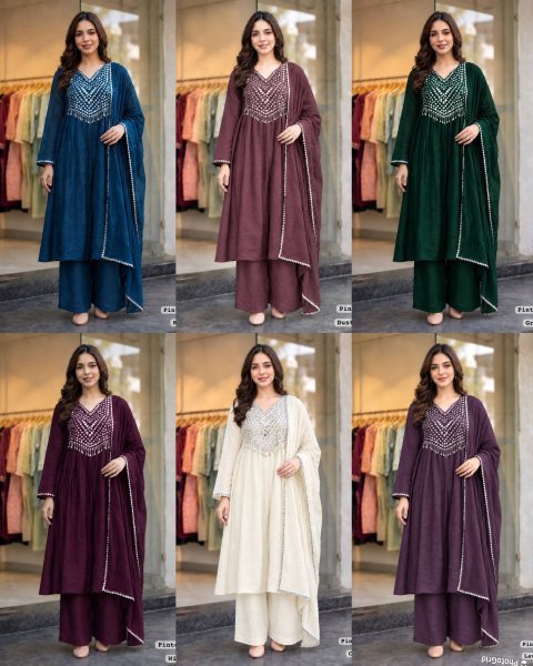 Luxurious Lavender Kurti Set With Beautiful Mirror Work On Neck Line For Festival Season Anarkali Kurtis 