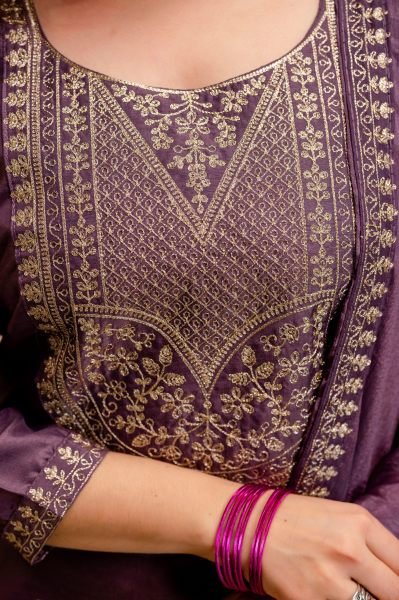 Luxurious Onion Chanderi Viscose Kurti Pant Dupatta Set with Zari Work Embroidery Kurtis 