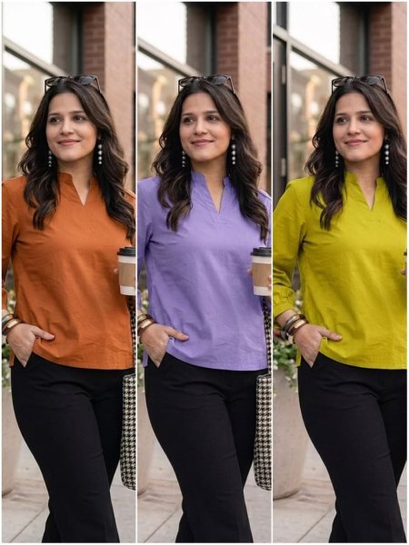 Luxurious Orange Jaipuri Print Cotton Top at Wholesale Rate for Women Tunics kurti
