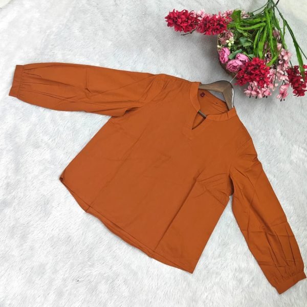 Luxurious Orange Jaipuri Print Cotton Top at Wholesale Rate for Women Tunics kurti