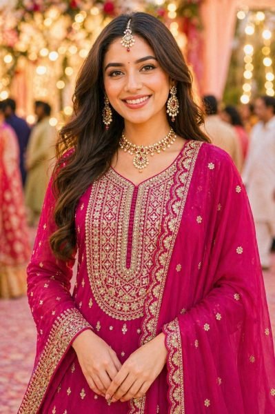 Luxurious Pink Georgette Suit Set with Diamond Embroidery Work for Women Designer Plazzo Salwar Suits Wholesale