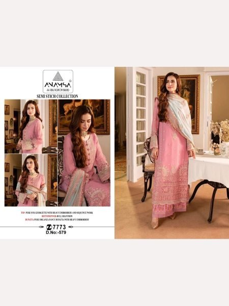 Luxurious Pure Fox Georgette Suit  With Heavy Embroidered Sequence Work   Pakistani Suits Wholesale