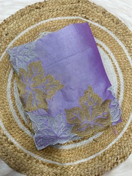 Luxurious Purple New Arrival Vichitra Silk Saree with Banglory Silk Blouse For Festive Wear Embroidery Sarees Wholesale