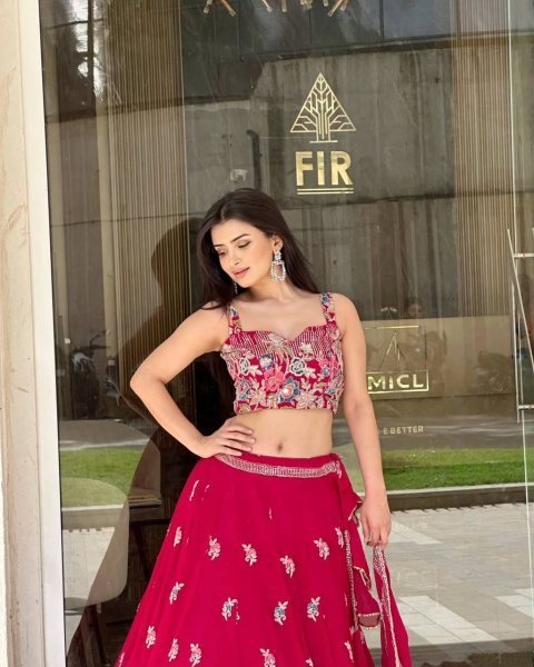 Luxurious Rani Pink Faux Georgette Lehenga Choli with Coding Dori Sequins Work Designer Lehenga Choli