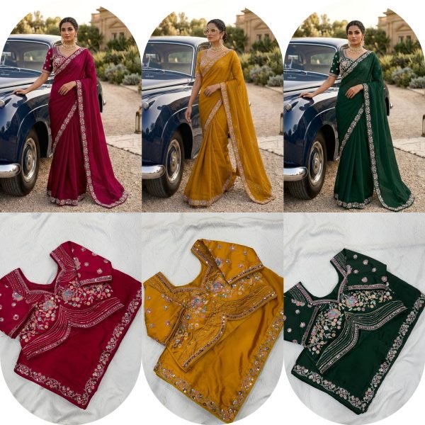 Luxurious Red Boutique Collection Heavy Embroidery Saree at Wholesale Rate Silk Sarees Wholesale