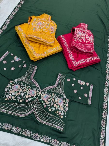 Luxurious Red Boutique Collection Heavy Embroidery Saree at Wholesale Rate Silk Sarees Wholesale