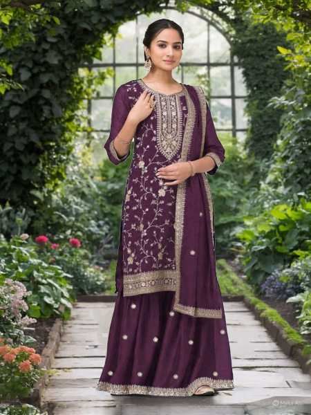 Luxurious Wine Heavy Vichitra Suit Collection with Sequin Embroidery at Manufacturer Rate Salwar Kameez