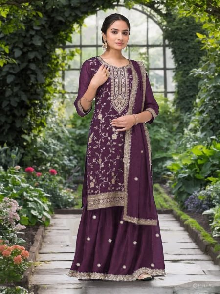 Luxurious Wine Heavy Vichitra Suit Collection with Sequin Embroidery at Manufacturer Rate Designer Plazzo Salwar Suits Wholesale