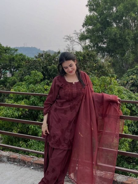 Luxurious Wine Rayon Farshi Salwar Suit with Micro Inner and Organza Dupatta 3 Piece Kurti Set