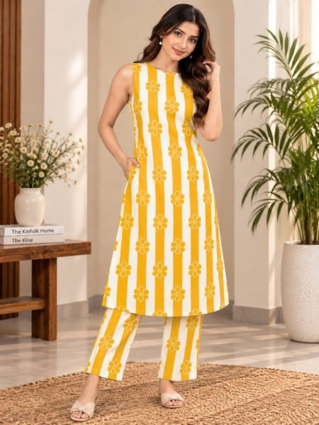 Luxurious Yellow Rayon Kurti Set For Wholesale Manufacturer Printed Kurtis
