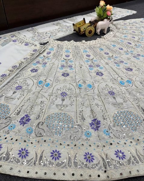 Luxury 2025 Designer Lehenga Choli Set Butterfly Net Georgette Lehenga Choli with Heavy Coding Real Mirror Work Wedding Reception Wear Best Whol Designer Lehenga Choli