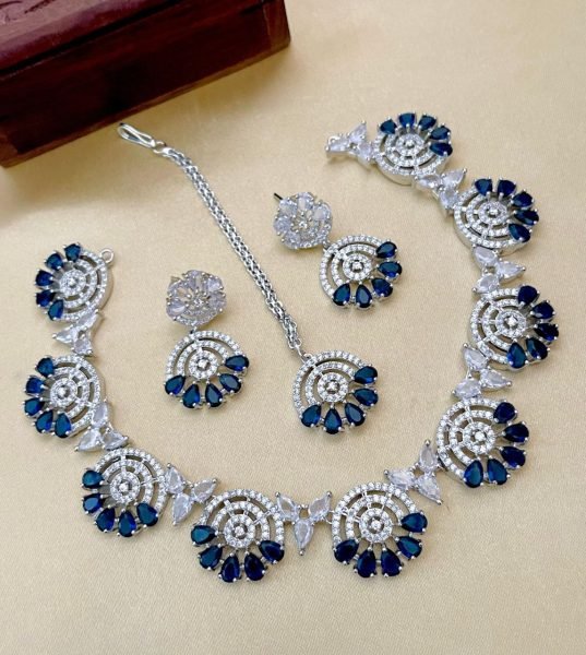 Luxury American Diamond Choker Necklace Set Bridal AD Jewelry for Weddings   Parties Fashion Accessories Wholesale