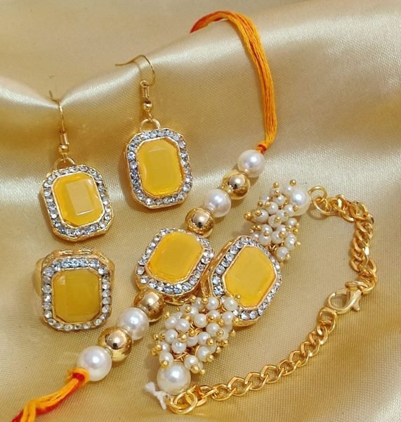 Luxury Bhaiya Bhabhi Rakhi Gift Combo with Bracelet   Earrings   Ring Festive Raksha Bandhan Special Fashion Accessories Wholesale