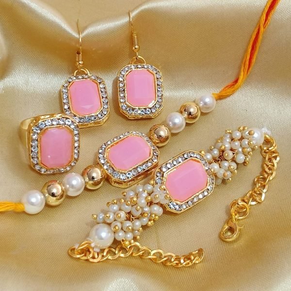 Luxury Bhaiya Bhabhi Rakhi Gift Combo with Bracelet   Earrings   Ring Festive Raksha Bandhan Special Fashion Accessories Wholesale