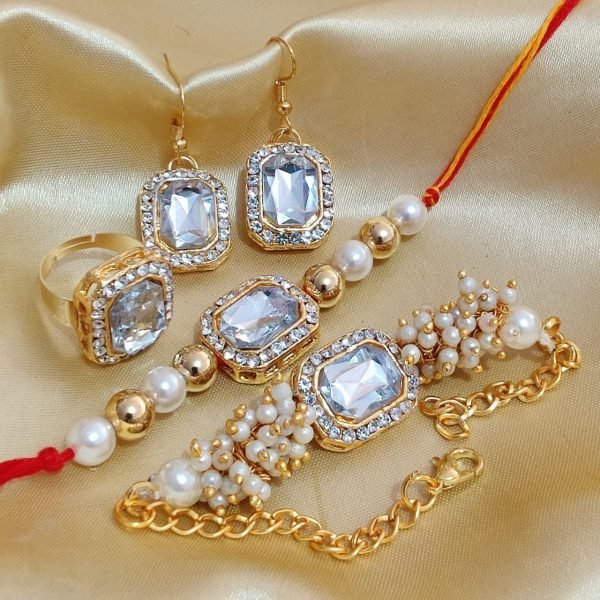 Luxury Bhaiya Bhabhi Rakhi Gift Combo with Bracelet   Earrings   Ring Festive Raksha Bandhan Special Fashion Accessories Wholesale