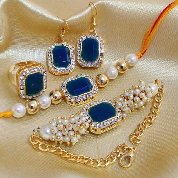 Luxury Bhaiya Bhabhi Rakhi Gift Combo with Bracelet   Earrings   Ring Festive Raksha Bandhan Special Fashion Accessories Wholesale