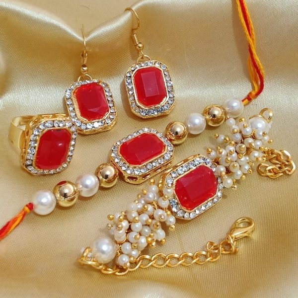 Luxury Bhaiya Bhabhi Rakhi Gift Combo with Bracelet   Earrings   Ring Festive Raksha Bandhan Special Fashion Accessories Wholesale