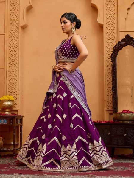 Luxury Burgundy Silk Lehenga Set with Cutwork and Bead Detailing for Bridal Wear Designer Lehenga Choli