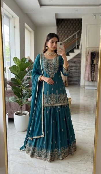 Luxury Chinon Silk Lehenga with Pearl Lace Detailing Ready To Wear Collection