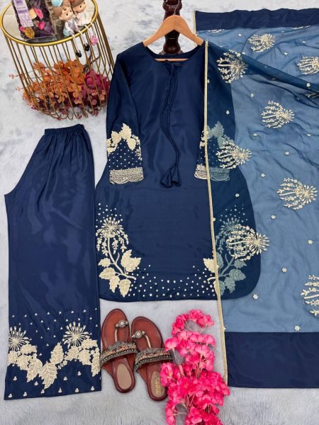 Luxury Designer Crepe Palazzo Suit with Heavy Organza Dupatta Export Quality Ready To Wear Collection