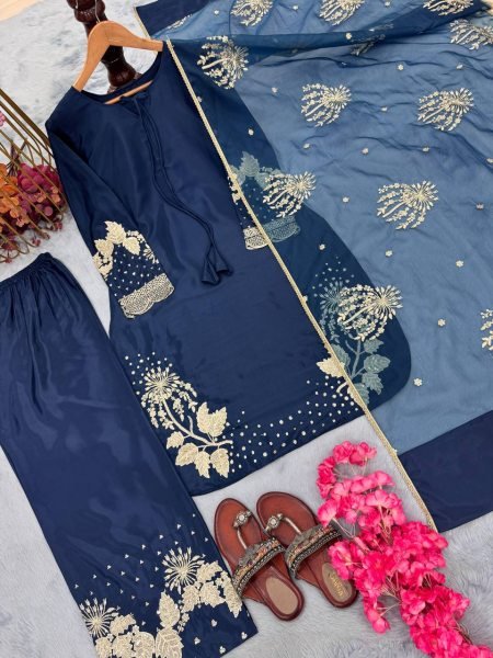 Luxury Designer Crepe Palazzo Suit with Heavy Organza Dupatta Export Quality Ready To Wear Collection