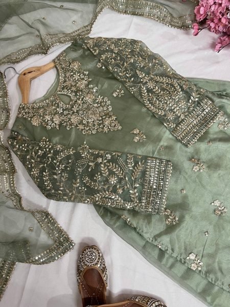 Luxury Embroidered Organza Silk Kurti Set with Palazzo   Fancy Dupatta Ready for Celebrations Ready To Wear Collection