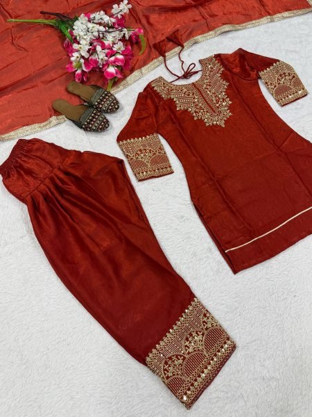 Luxury Fandy Silk Suit Set for Wedding   Festive Wear Ready To Wear Collection