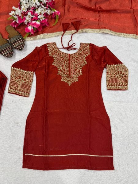 Luxury Fandy Silk Suit Set for Wedding   Festive Wear Ready To Wear Collection