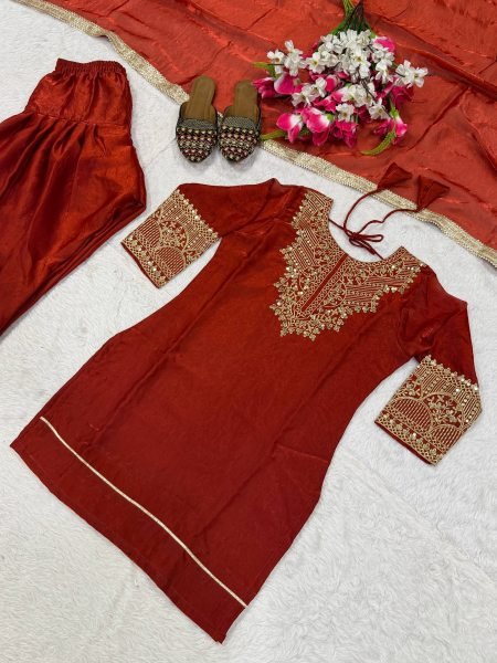 Luxury Fandy Silk Suit Set for Wedding   Festive Wear Ready To Wear Collection