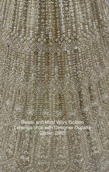 Luxury Golden Beads & Motif HandWork Lehenga Choli For Wedding Wear At Manufacturer Rate Bridal Lehenga Choli
