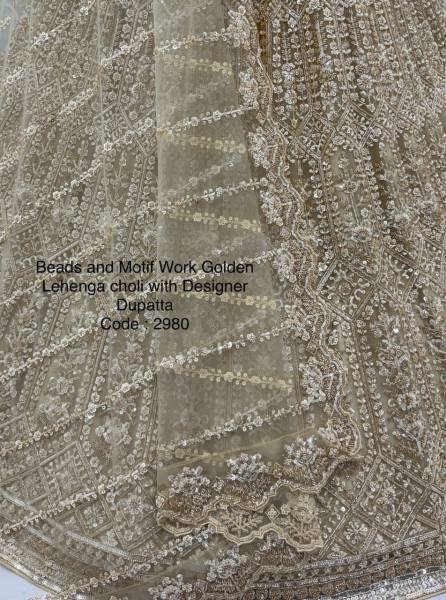 Luxury Golden Beads & Motif HandWork Lehenga Choli For Wedding Wear At Manufacturer Rate Bridal Lehenga Choli