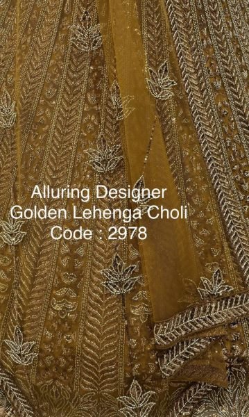 Luxury Golden Designer Lehenga with Heavy Handwork for Bridal Wear Bridal Lehenga Choli