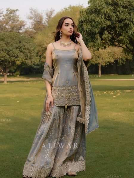 Luxury Jimmy Choo Organza 3 Piece Embroidery Suit Collection Ready to Wear 