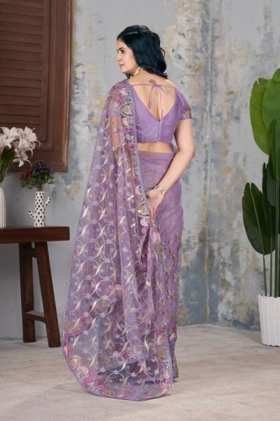 Luxury Net Sarees for Festivals   Weddings Heavy Border  Hand Embroidery Wrk Direct from Surat by Royal Export Net Sarees Wholesale
