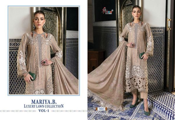 Luxury New Collection Embroidered Lawn light Brown Pakistani Suit Pakistani Suits Wholesale