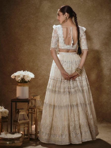 Luxury Off White Bridal Net Lehenga with Heavy Embroidery for Wedding Wear Designer Lehenga Choli