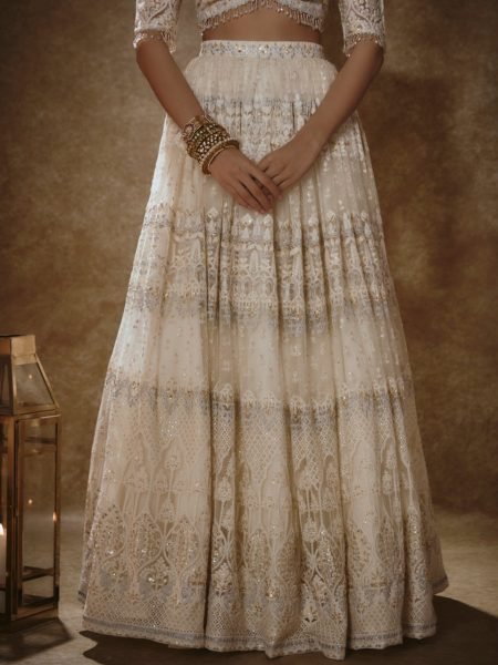 Luxury Off White Bridal Net Lehenga with Heavy Embroidery for Wedding Wear Designer Lehenga Choli