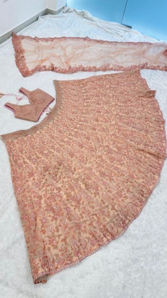 Premium Georgette Bridal Lehenga in Pastel Pink with Sequins Blouse for Bridesmaids Designer Lehenga Choli