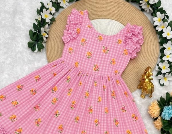 Luxury Pink Chanderi Cotton Silk Designer Printed Gown for Boutique Collection Printed Kurtis